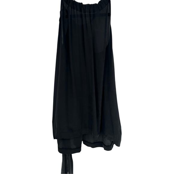 Banana Republic Trina Turk Silk Pleated Tie Front Tank Top Black Vacay Summer XS - Picture 2 of 8